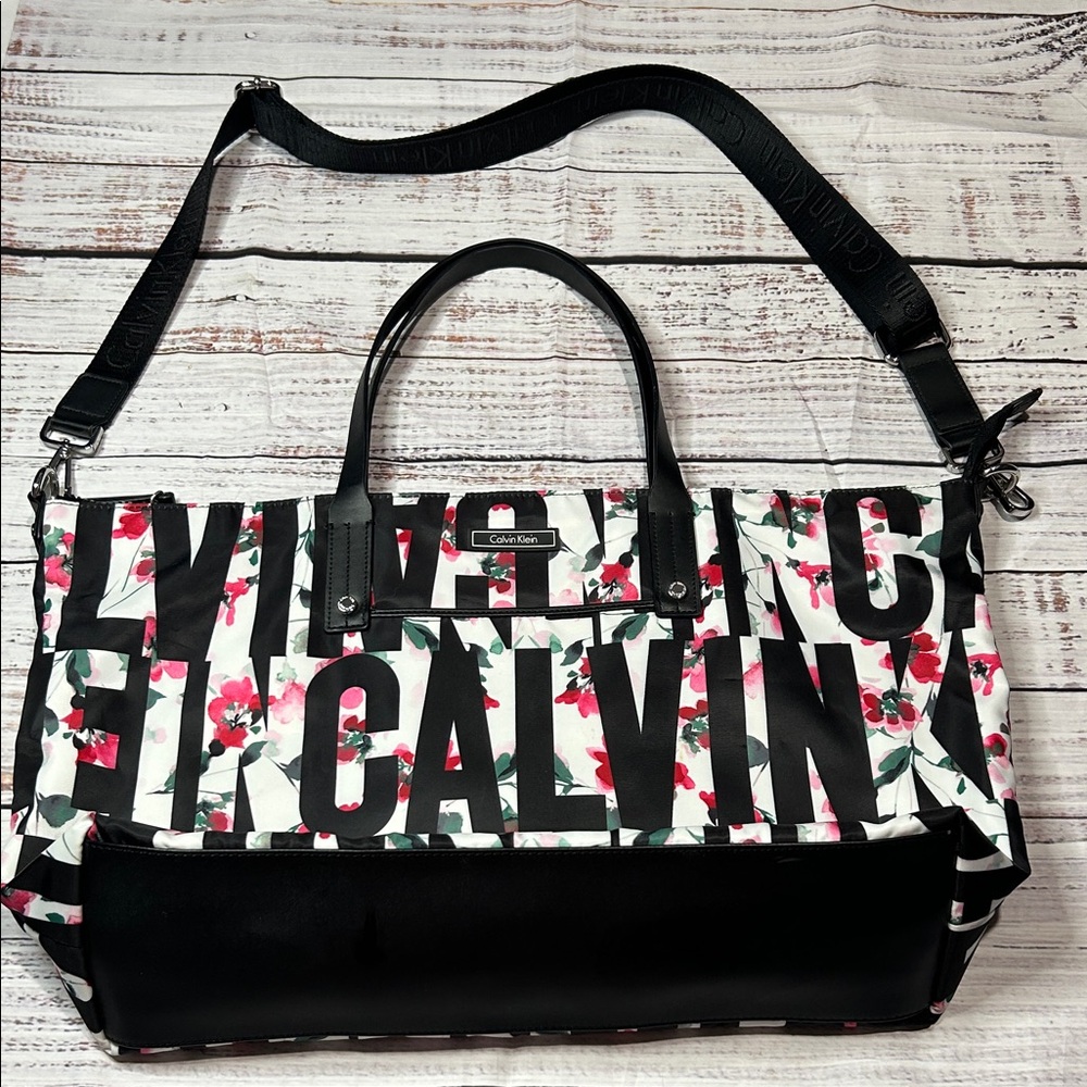Calvin Klein Tote Bag Polyester Exterior Pink Floral Design